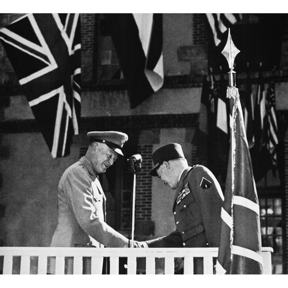 Dwight D. Eisenhower N(1890-1969). 34Th President Of The United States. Eisenhower Bidding Farewell To French