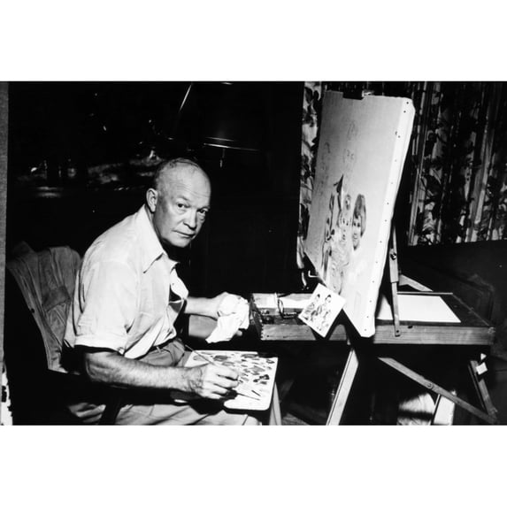 Dwight D. Eisenhower Painting At Getty'S Home. 1949. History (36 x 24)