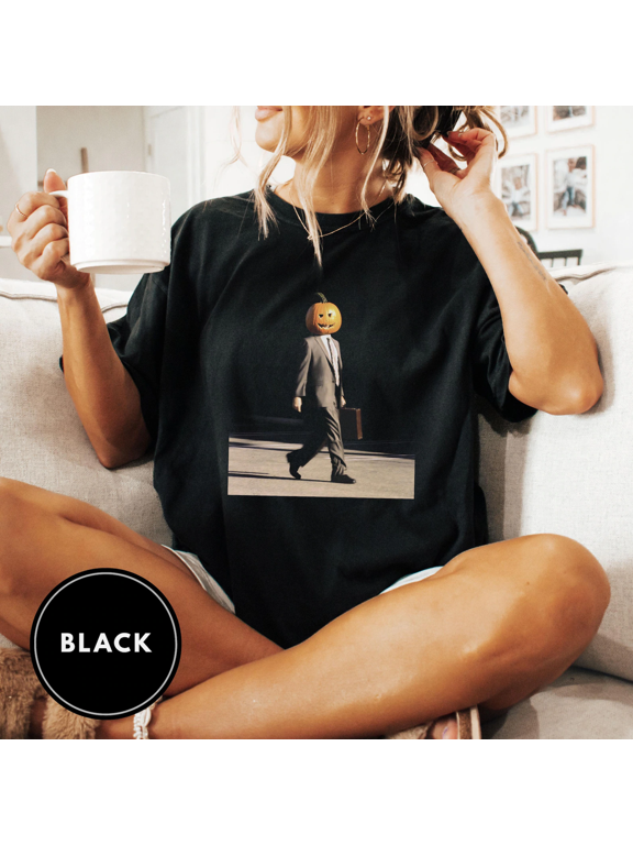 Dwight Schrute Pumpkin Head T-Shirt, Halloween Meme, Unisex, Black, S-4XL