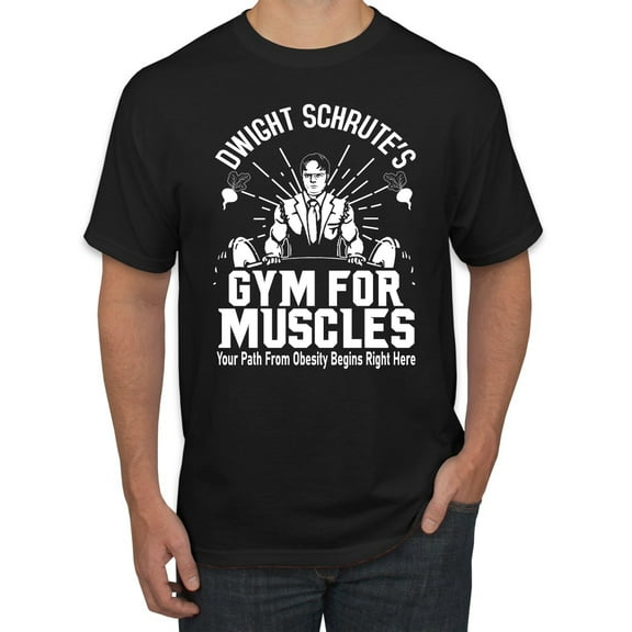 Dwight Schrute's Gym for Muscles Pop Culture Men's Graphic T-Shirt, Black, Small