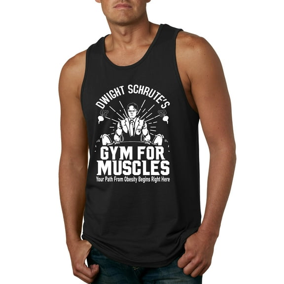 Dwight Schrute's Gym for Muscles Pop Culture Mens Graphic Tank Top, Black, Small
