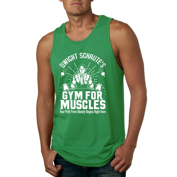 Dwight Schrute's Gym for Muscles Pop Culture Mens Graphic Tank Top, Kelly, 3XL