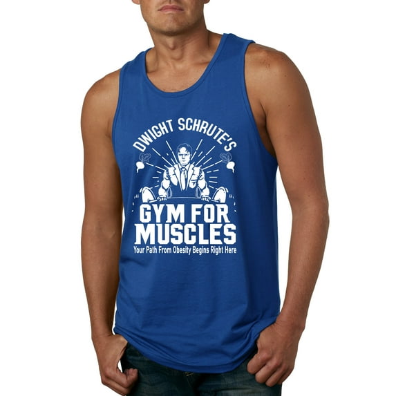 Dwight Schrute's Gym for Muscles Pop Culture Mens Graphic Tank Top, Royal, 3XL