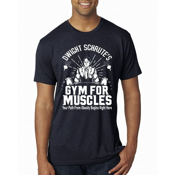 Dwight Schrute's Gym for Muscles Pop Culture Mens Premium Tri Blend T-Shirt, Vintage Navy, 2XL