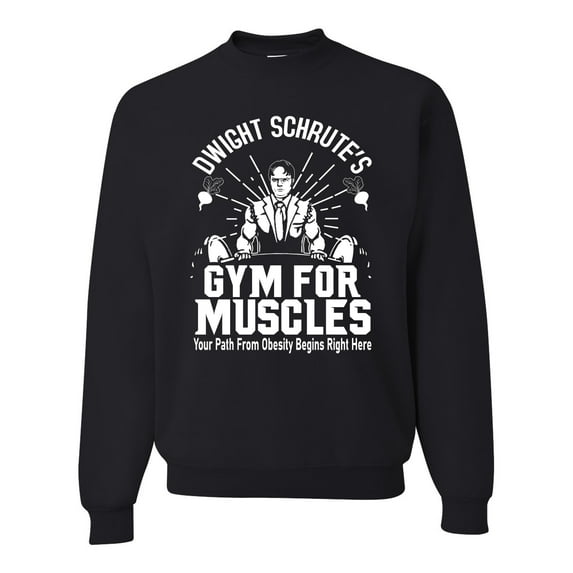 Dwight Schrute's Gym for Muscles Pop Culture Unisex Crewneck Graphic Sweatshirt, Black, Small