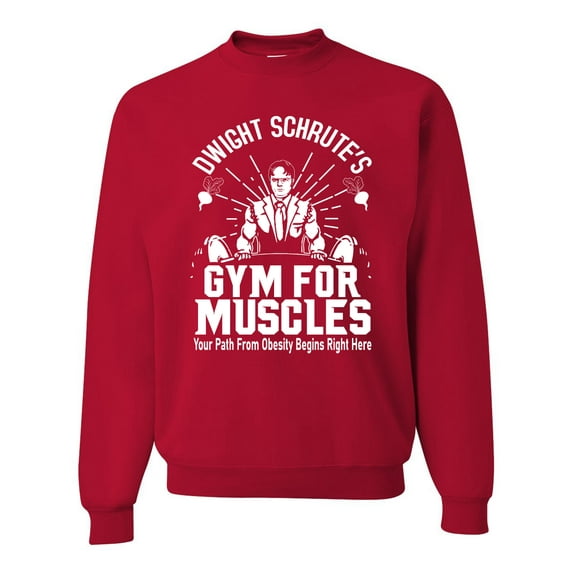 Dwight Schrute's Gym for Muscles Pop Culture Unisex Crewneck Graphic Sweatshirt, Red, 3XL