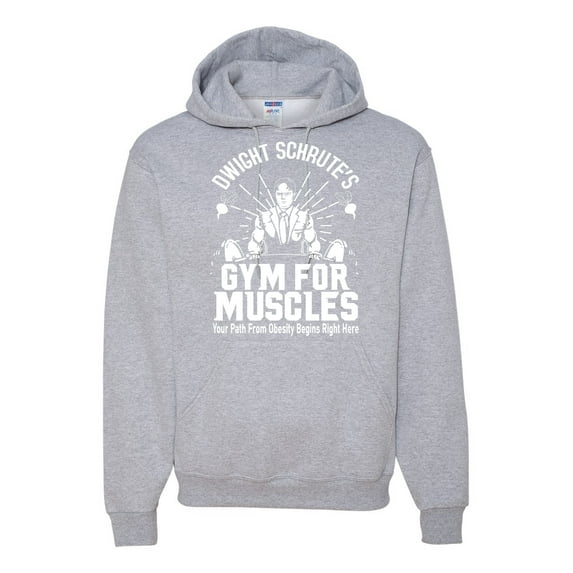 Dwight Schrute's Gym for Muscles Pop Culture Unisex Graphic Hoodie Sweatshirt, Heather Grey, Small