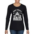 thumbnail image 1 of Dwight Schrute's Gym for Muscles Pop Culture Womens Graphic Long Sleeve T-Shirt, Black, Small, 1 of 3