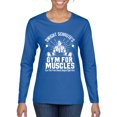 thumbnail image 1 of Dwight Schrute's Gym for Muscles Pop Culture Womens Graphic Long Sleeve T-Shirt, Royal, Large, 1 of 3