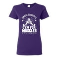 thumbnail image 1 of Dwight Schrute's Gym for Muscles Pop Culture Womens Graphic T-Shirt, Purple, Small, 1 of 3