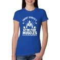 thumbnail image 1 of Dwight Schrute's Gym for Muscles Pop Culture Womens Slim Fit Junior Tee, Royal, Large, 1 of 3