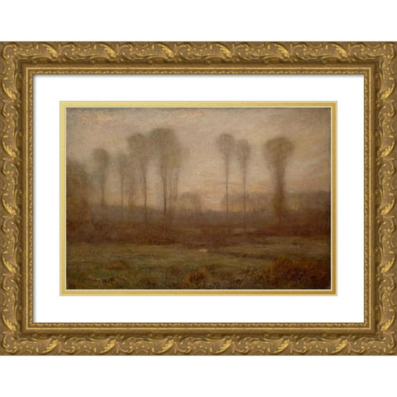 Dwight W. Tryon 18x13 Gold Ornate Wood Frame and Double Matted Museum Art Print Titled - Before Sunrise (1905)