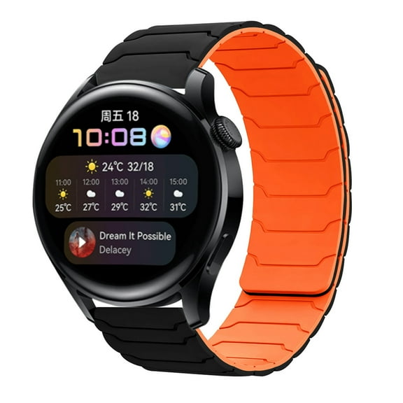 Dwitch 1 Pack 20mm Band Compatible with Sansung Galaxy watch 7 40mm Magnetic Silicone Band for Galaxy watch 7 40mm,Soft Magnetic Silicone Watch Strap for Women & Men,Blackorange