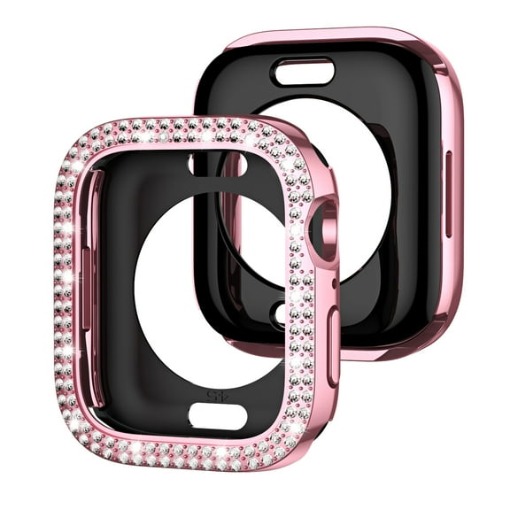 Dwitch 1-Pack Bling Watch Case Compatible with Apple iWatch Series 10 46mm Bumper Case, Diamond Rhinestone Protective Face Cover,Shockproof Dressy Crystal Watch Bumper for Women Girl,Pink
