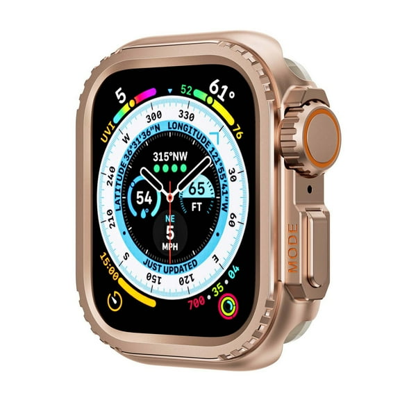 Dwitch 1 Pack Metal Bumper Case Compatible for Apple iWatch Series 10 46mm Protector, Turn 46mm into Ultra Seamlessly,Rugged Bumper with Back Cover,Raised Edge Screen Protection,Rosegold