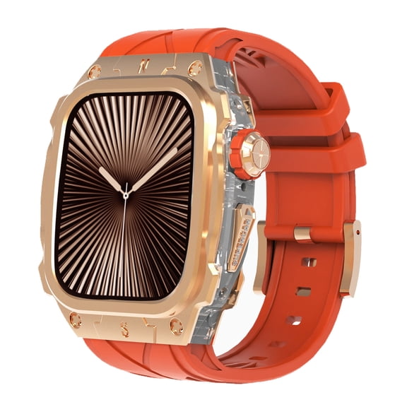 Dwitch 1 Pack Watch Case with Band Compatible for Apple iWatch Series 10 46mm,Luxury Rugged Men/Women Luxury Transparent Protective Rugged Case,Fully Wrapped Lightweight Full Protective Cover,Orange