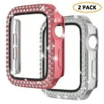 thumbnail image 1 of Dwitch 2 Pack Case Comepatible with Apple Watch Series 3/2/1 42mm for Women Girls,Bling Rhinestone Diamond Case with Screen Protector Cover for iWatch Series 3 2 1 (42mm,Pink+Silver), 1 of 7