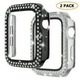 thumbnail image 1 of Dwitch 2 Pack Case Comepatible with Apple Watch Series 6/5/4/SE 40mm for Women Girls,Bling Rhinestone Diamond Case with Screen Protector Cover for iWatch Series SE 6 5 4 (40mm,Black+Silver), 1 of 7