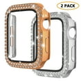 thumbnail image 1 of Dwitch 2 Pack Case Comepatible with Apple Watch Series 6/5/4/SE 40mm for Women Girls,Bling Rhinestone Diamond Case with Screen Protector Cover for iWatch Series SE 6 5 4 (40mm,Rosegold+Silver), 1 of 7
