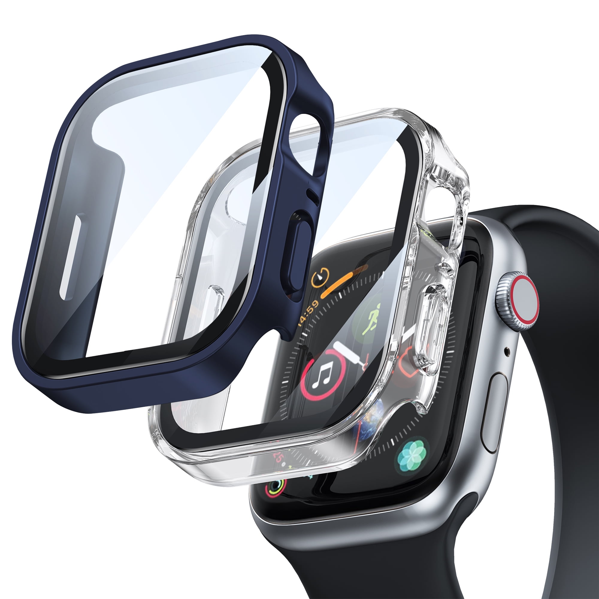 Dwitch 2 Pack Compatible with Apple Watch Case 45mm Full Waterproof Screen Protector PC Bumper Cover Fits for iWatch Series 9 8 7 45mm 1 White 1 Clear Walmart