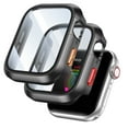 thumbnail image 1 of Dwitch 2 Pack Hard Case Designed for Apple Watch 45mm, 9H Tempered Glass Screen Protector Scratch-Resistant Cover with Red/Orange Buttons for Apple Watch Series 9/8/7 45mm,Gun[Color], 1 of 7