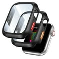 thumbnail image 1 of Dwitch 2 Pack Hard Case Designed for Apple Watch 45mm, 9H Tempered Glass Screen Protector Scratch-Resistant Cover with Red/Orange Buttons for Apple Watch Series 9/8/7 45mm,Black[Color], 1 of 7