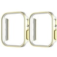 thumbnail image 1 of Dwitch 2-Pack Plated Hard Bumper Case Compatible with Apple Watch Series 10 46mm,Waterproof PC Case with Glass Screen Protector Face Cover Fits for Apple iWatch Series 10 46mm,White+Gold, 1 of 6