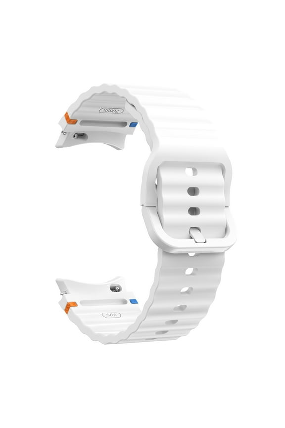 20mm Sport Bands Compatible with Samsung Galaxy Watch 7/6/5/4/FE 40mm 44mm Band, No Gap Soft Silicone Corrugated Strap Bands for Galaxy Watch 7 6 5 4 FE Women Men,White