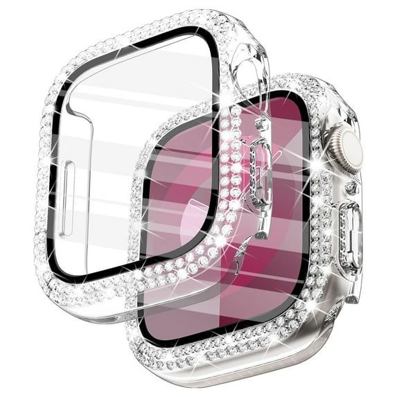 Dwitch 44mm Case Compatible with Apple Watch 44mm Series 6/5/4 SE Case with Screen Protector, Shockproof Bling Diamond Overall Hard Rugged Protective Case,Clear