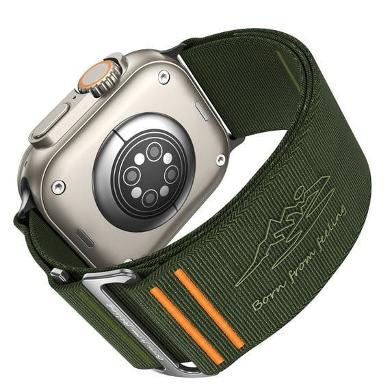 Dwitch Adjustable Nylon Sport Band Compatible with Apple Watch Series 10/9/8/7/6/SE Ultra, Breathable Nylon Watch Strap for Men and Women, Soft Lightweight Outdoor Fitness Replacement Band,Green