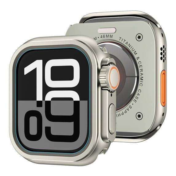 Dwitch for Apple iWatch Series 9/8/7 45mm Metal Case,Rugged Protective Bumper,Turn iWatch into Ultra Look,with Back Cover,Upgrade Conversion Kit Stylish Protector for iWatch Series 9/8/7 45mm,Titanium