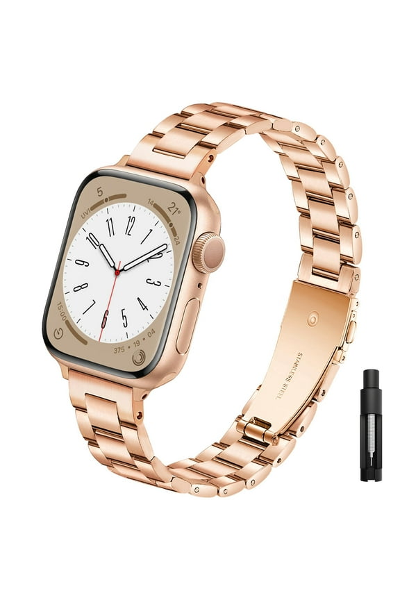 Band Compatible with Apple Watch Bands 38mm 40mm 41mm for Women Men,Stainless Steel iWatch Band Strap for Apple Watch Band Series 9 8 7 6 5 4 3 2 1 SE,(Rosegold,38/40/41mm)