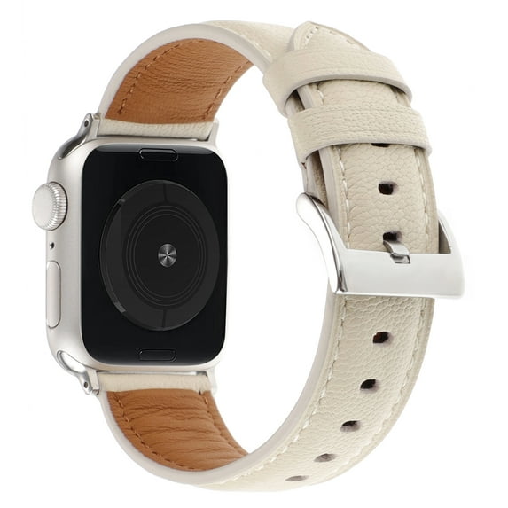 Dwitch Bands Compatible with Apple Watch Band 42mm 44mm 45mm 46mm(Series 10) 49mm for Women Men, Genuine Leather Wristband Strap for iWatch Ultra SE Series 10 9 8 7 6 5 4 3 2 1 Women Men,Apricot