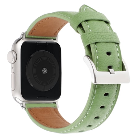 Dwitch Bands Compatible with Apple Watch Band 42mm 44mm 45mm 46mm(Series 10) 49mm for Women Men, Genuine Leather Wristband Strap for iWatch Ultra SE Series 10 9 8 7 6 5 4 3 2 1 Women Men,Grassgreen