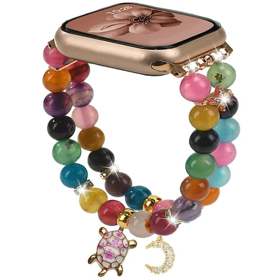 Dwitch Beaded Bracelet Strap Compatible with Apple Watch Band 42/44/45/46/49mm Series 10/9/ 8/7/SE/Ultra,Women Fashion Pearl Stretchy Jewelry Strap for iWatch Bands Series 10 9 8 7 6 5 4 3 2 1,E