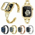 thumbnail image 1 of Dwitch Bling Band + Full Case Compatible with Apple Watch Series 3/2/1 38mm for Women Girls,Glitter Diamond Metal Adjustable Bracelet Band & Cover for iWatch Series 3/2/1 38mm,Gold Strap+Case, 1 of 7