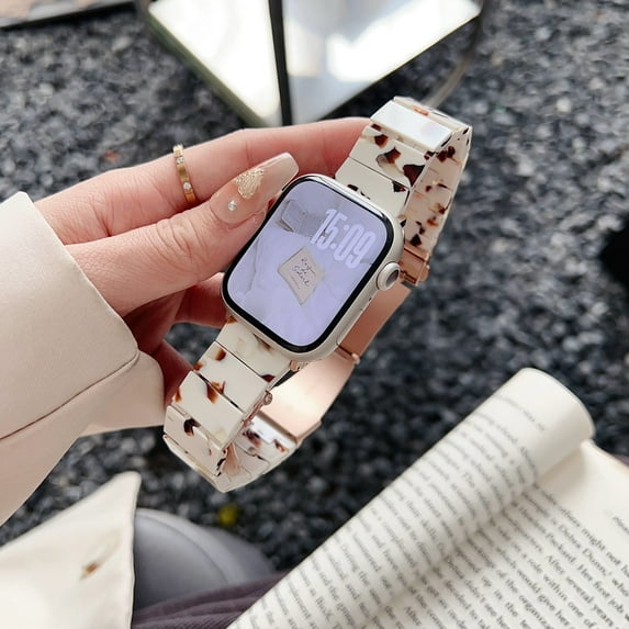 Dwitch Classy Resin Watch Band Compatible with Apple Watch band 38mm 40mm 41mm 42mm(Series 10),Thin Light Strap Bracelet Compatible with iWatch bands Series 10 9 8 7 6 5 4 3 2 1 SE for Women,G