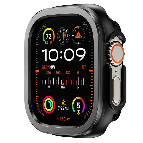 Dwitch Compatible Aluminum Alloy Bumper Case Apple Watch Series 9/8/7 45mm Hybrid TPU + Metal Shockproof & Anti-Scratch Protective Case for Apple iWatch 45 mm Case,Grey