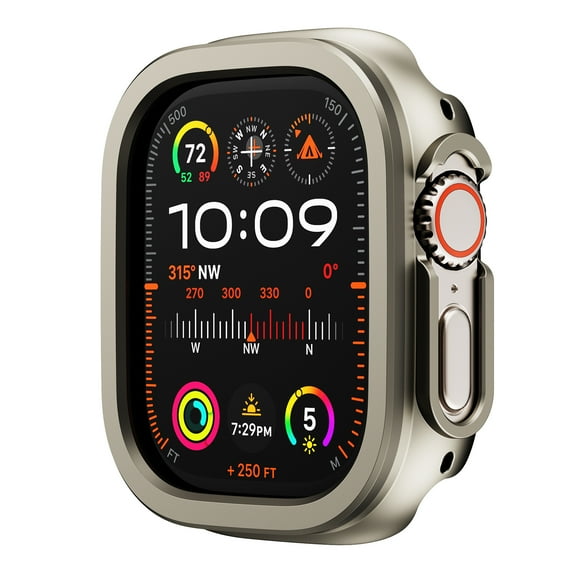 Dwitch Compatible Aluminum Alloy Bumper Case Apple Watch Ultra 2 /Ultra Case 49mm Hybrid TPU + Metal Shockproof & Anti-Scratch Protective Case for Apple Watch Ultra 49mm Case,Gold