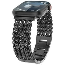 Dwitch Compatible with Apple Watch Band 40/38/45/46/49/42mm Women,Dressy Stainless Steel Metal Chain Strap Link Bracelet Wristband fits for iWatch Series 11 10 9 8 7 6 5 4 Ultra SE 3 2 1,Black
