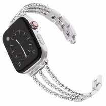 Dwitch Compatible with Apple Watch Band 41mm 40mm 38mm Women Girls, Slim Dressy Glitter Bling Diamonds Jewelry Metal Bracelet for iWatch Series 9 8 7 SE 6 5 4 3 2 1,Silver