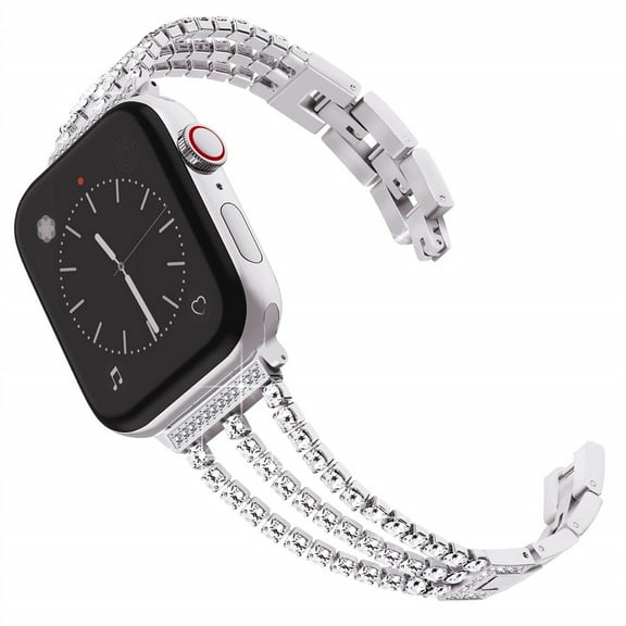 Dwitch Compatible with Apple Watch Band 41mm 40mm 38mm Women Girls, Slim Dressy Glitter Bling Diamonds Jewelry Metal Bracelet for iWatch Series 9 8 7 SE 6 5 4 3 2 1,Silver