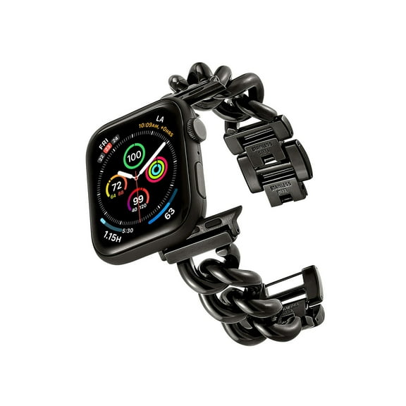 Dwitch Compatible With Apple Watch Band 42mm 44mm 45mm 46mm 49mm, Fashion Cowboy Chain Stainless Steel Metal Wristband Women Men Replacement for iWatch SE Series Ultra 2/1 10/9/8/7/6/5/4/3/2/1,Black