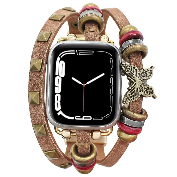 Dwitch Compatible with Apple Watch Band 42mm 44mm 45mm 49mm for Women, Fashion Boho Bracelet Multilayer Leather Wrap Braided Strap for iWatch Series 10(46mm)/9/8/7/6/5/4/3/2/1/SE,Brown