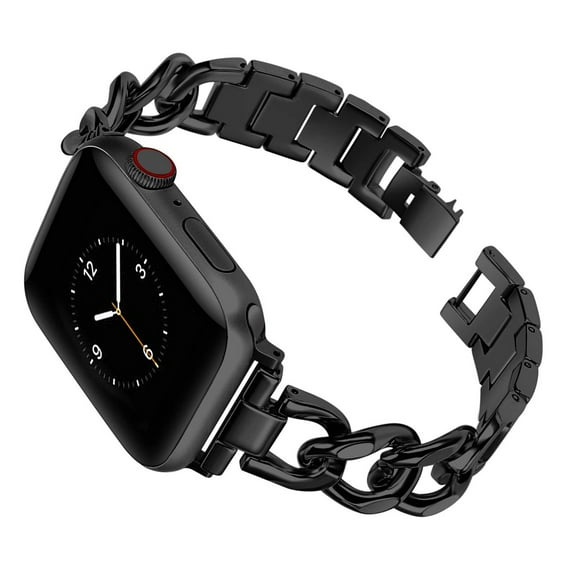 Dwitch Compatible with Apple Watch Metal Band 38mm/40mm/41mm/42mm(Series 10),Fashion Metal Cowboy Chain Style Bracelet Replacement Strap Fits for iWatch Series 10 9 8 7 6 5 4 3 2 1 SE,Black