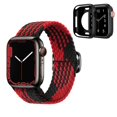 thumbnail image 1 of Dwitch Compatible with Apple Watch Series 6/5/4/SE Band & Case,Braided Elastic Solo Loop Nylon Band Strap Sports Women Men Kids Wristbands Straps for iWatch 40mm,Black Red, 1 of 8