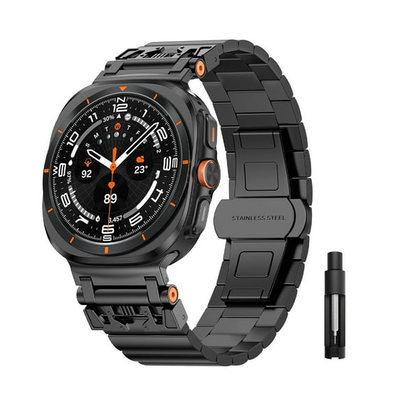 Dwitch Compatible with Samsung Galaxy Watch 7 Band Ultra 47mm (2024) Men Women Magnetic Classy Elegant Casual Business Metal Stainless Steel,Black
