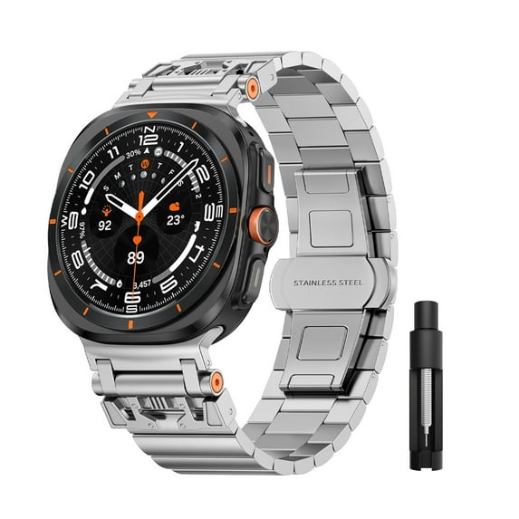 Dwitch Compatible with Samsung Galaxy Watch 7 Band Ultra 47mm (2024) Men Women Magnetic Classy Elegant Casual Business Metal Stainless Steel,Silver