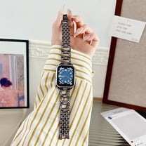 Dwitch Elegant Metal Strap for Apple Watch Band 38mm 40mm 41mm 42mm(Series 10), Stylish Fashion Bracelet Strap for Women, Adjustable Clasp,Crystal Chain Link Design for iWatch Series 1-10 SE, Black