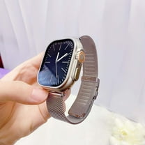 Dwitch Fashion Business Metal Watch Band for iWatch Series 10 9 8 7 6 5 4 3 2 1 SE with Double Button Clasp, Slim Mesh Metal Strap for Apple Watch 38mm 40mm 41mm 42mm,Non-Magnetic Watch Band,Silver